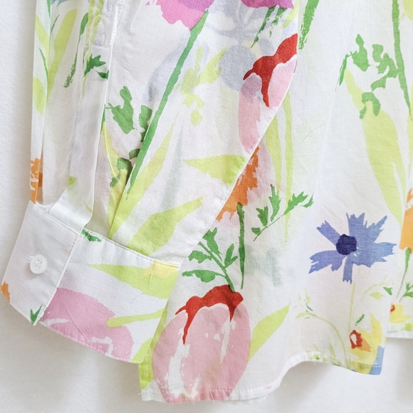 Liz Claiborne, Colorful Floral Print Blouse, Soft 100% Cotton, XL - Picture 8 of 15